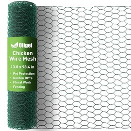 Chicken Wire for Floral Arrangements, Chicken Wire Mesh 13.8 x 98.4 Inches, 0.6 Inch Hexagonal Galvanized PVC Coated Wire Mesh for Protecting Poultry, Plants, Fruits, Vegetables, etc - Green
