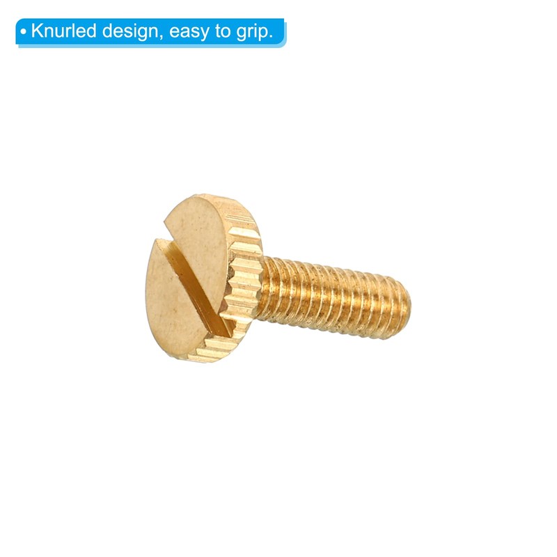 PATIKIL 20pcs M5x15mm Knurled Thumb Screws Flat Tip Brass Bolts