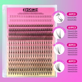 Bershnor 368 Mini Individuals Lashes Clusters, Three Types Fake Eyelashes Extensions, Natural Faux Mink False Eye Lashes, Include Bottom Lashes