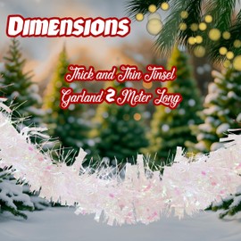 HOVUK® 3PCs Iridescent Fine Cut Chunky 2M - Shiny Holographic Garland Hanging Decorations for Christmas Party Indoor and Outdoor Decoration