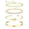 Hebterrka Goldarmbänder für Frauen Stapel 14K Vergoldetes Armband-Set Nicht Anlaufen
