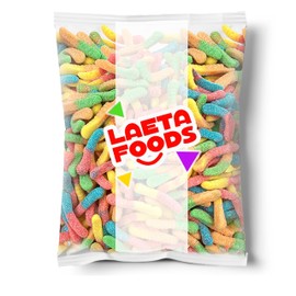 Sour Gummy Worms | 1 Pound Bag of Neon Gummy Worms Halloween Candy | Classic Sanded Gummies for Kids' Parties and Candy Buffets | Assorted Fruit Flavors