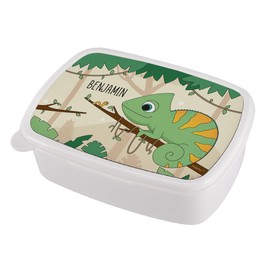 Striefchen® Lunch Box for Boys with Name of Choice – Gift Idea for School Enrolment Chameleon