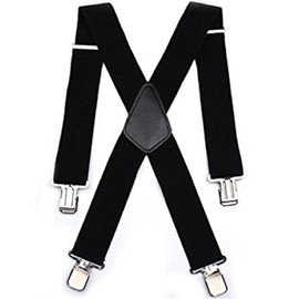 Mens Suspender Braces Unisex Tuxedo Suspenders X-Back Trouser Style Trend, Black, 1200mm Long x 35mm Wide