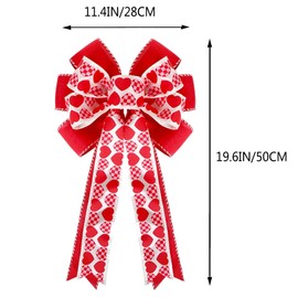 Valentines Day Tree Decorations, Valentine Tree Topper Bow with Red and Pink Heart for Valentines Day Wreath Wedding Holiday Party Wall Home Front Door Outdoor Decor
