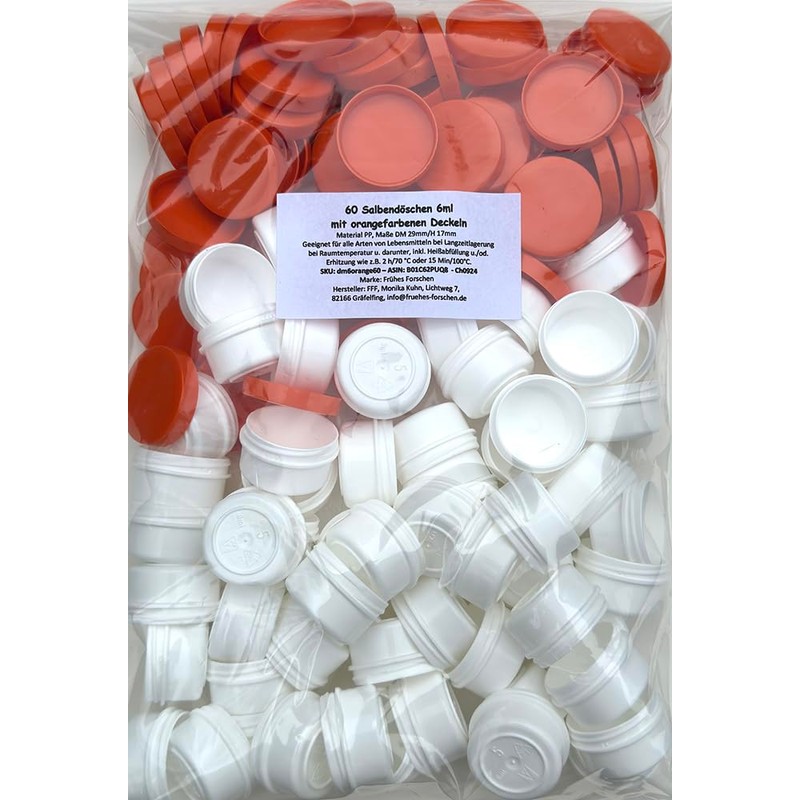 60 Ointment Jar Containers Cream/Ointment Kruken 6 ml Capacity with