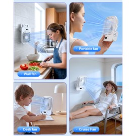 Ultra Thin Magnetic Fan with LED Display, 3000mAh Rechargeable - White