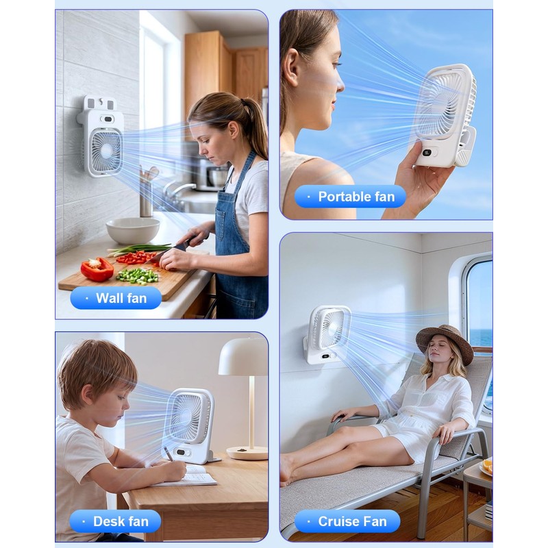 Ultra Thin Magnetic Fan with LED Display, 3000mAh Rechargeable -