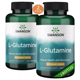 Pack de 2 L-Glutamina 500 mg 200 Cápsulas (2x100) Salud Muscular, Aminoácido Glutamina