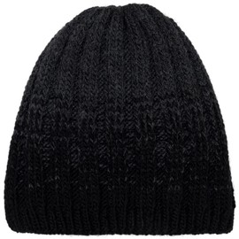styleBREAKER 04024196 Unisex Knitted Hat with Colour Gradient and Rib Knit Pattern, Thermal Fleece Lining, Winter Hat, Black-Dark Grey