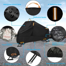 INEZARI Motorcycle Cover Waterproof Outdoor, 300D Heavy Duty Motorcycle Cover for Ninja 250 300 650 1000 Yamaha YZF R1 R7 MT-09 Suzuki GSXR 600 750 1000 Scooter Cover Protection Fits up to 86" - Black