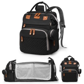 JKJRJJ Diaper Bag Backpack with Changing Station, Large Diaper Bag For Boys And Girls, Multifunctional Waterproof Travel Diaper Backpack, Baby Bag with USB Charging Port for Moms Dads,black