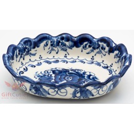 Gzhel Porcelain salad dish bowl server Hand-painted authors work