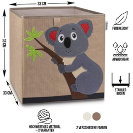Lifeney Children's Storage Box I Practical Storage Box for Any Nursery I Kids Play Box Cute Toy Box I Basket for Storage of Kids Toys Dark Koala