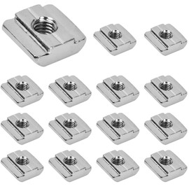 Emperoch 50 Pcs T Slot Nuts, 3030 Sereis M6/M8 Threaded Slide in T Nut, Galvanised Carbon Steel Sliding T Nuts for Aluminum Extrusion Profile Woodworking CNC Router Build Rail 3D Printer (M6)