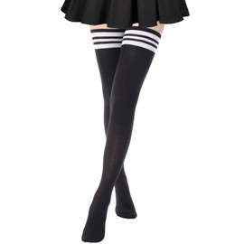DRESHOW Extra Long Thigh High Socks Long Boot Stockings Striped Over Knee Socks for Women Leg Warmers