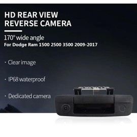 CZSWCH Tailgate Handle Backup Camera for Dodge Ram (2009-2017) HD Rear View Camera Night Vision IP68 Waterproof 170° Wide Viewing (RCA Connect)