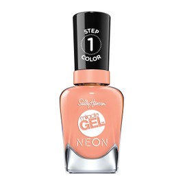 Sally Hansen Miracle Gel Neons Salon Quality Nail Polish | Gel-Like Formula, Two-Step System, No UV Light Needed, Long Lasting | Opaque | 51 Peach Please| Neon Peach Nail Color