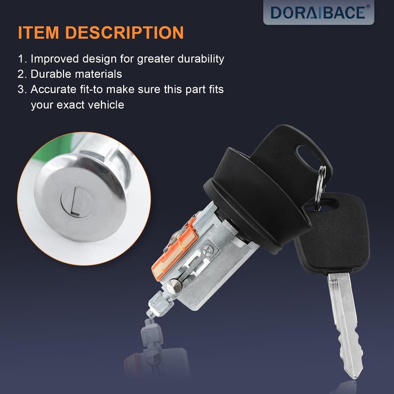 Ignition Switch Lock Cylinder&Two Door Lock Cylinder Set With 2