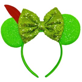 ZHENNAN Mouse Ears Headbands for Women, Glitter Peter Pan Ears Hairbands, Costume Themed Events Birthday Party Favors Hair Accessoires