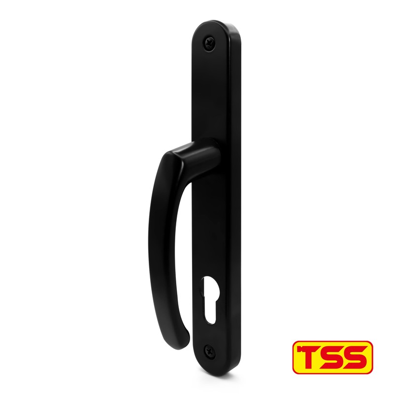 TSS Black UPVC Door Handle Pair Set with offset Lever