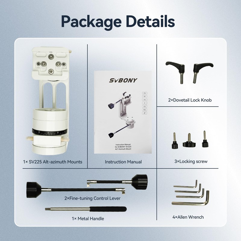 SVBONY SV225 Alt-Azimuth Mount, Adjustable Angle Alt-Azimuth Mount, Load-Bearing 10kg,