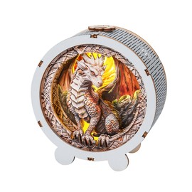 WOODBESTS Wooden Puzzles 3D Nightlight (Silver Dragon) DIY Crafts for Adults 3D Wooden Puzzles Night Light for Family and Friends