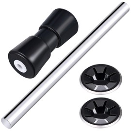 DaisyInner 1 Set 8 Inch Heavy Duty Boat Trailer Roller Set Including 1 Black Rubber Shaft Keel 1 Pcs 9-3/8 Inch Silver Zinc Plated Steel Roller Shaft 2 Nuts for 8 Inch Roller Boat Part Accessories