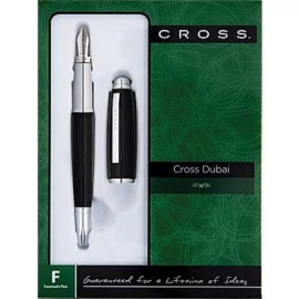 Cross Dubai Black Lacquer with Chrome Appointments Fountain Pen with Medium Nib