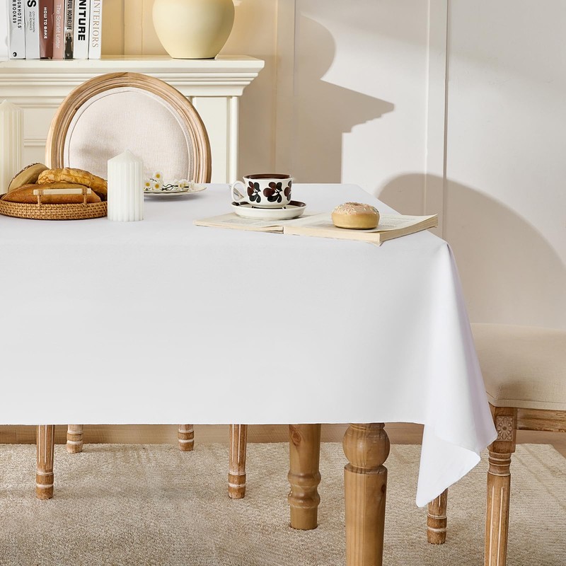 Glomii 2 Pack White Rectangle Table Cloths - Wrinkle Free