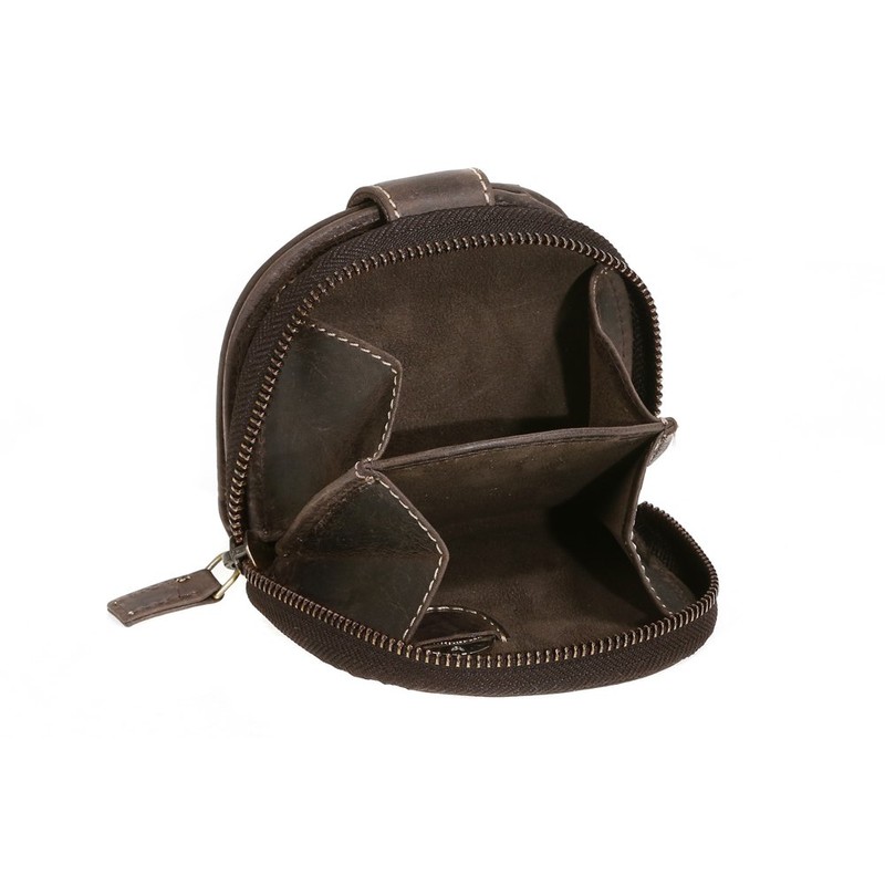 Ladies Wallet with outside zip LEAS, Genuine Leather, brown -
