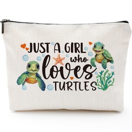 Sitsink Turtle Lover Gifts Girls - Just a Girl Who Loves Turtle Gifts Makeup Bag, Sea Turtle Lovers Gift, Turtle Gifts for Turtle Lover, Turtle Gifts for Women Pouch, Birthday Gift for Turtle Lover