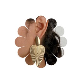 Allereya Vintage Leaf Earrings Monstera Leaf Drop Earrings Gold Metal Leaf Earrings Large Leaf Palm Tree Earrings Jewellery for Women and Girls, Metal