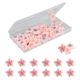 40 Pcs of Flower Push Pins,Decorative Push Pins for Bulletin Board,Cork Board Decorations,Pink Flower Shape,Small and Practical,Suitable for Bulletin Boards,Photo Walls,Maps,Offices