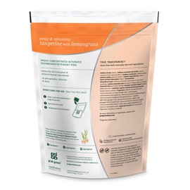 Grab Green Automatic Dishwashing Detergent Pods, 24 Count, Tangerine Lemongrass Scent, Plant and Mineral Based, Superior Cleaning, Powerful Grease Removal, Brilliant Shine