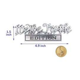 2 Pack We The People Edition Emblem 3D Fender Badge Decal Car Truck Replacement for Universal Vehicle, Car, Truck, SUV Chrome Black