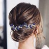 THJOPOKEEL 2 Pcs Crystal Bridal Hair Pins Sparkle White Blue