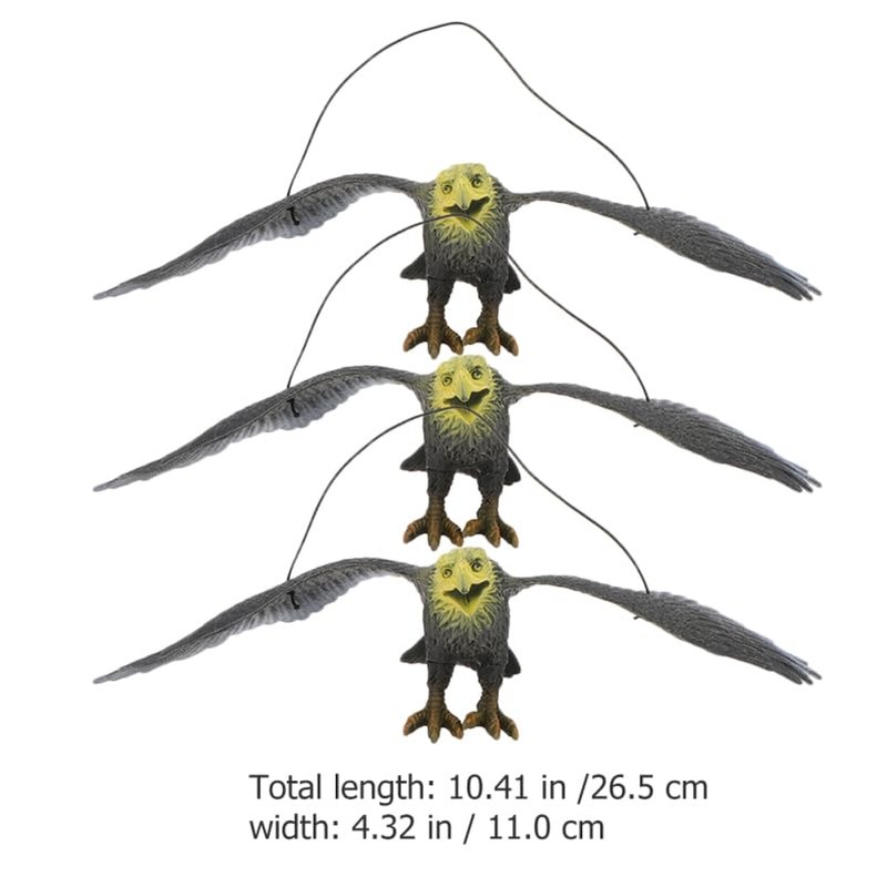 Yardwe 3pcs Realistic Eagle Bird Deterrent Hanging Plastic Eagle Decor