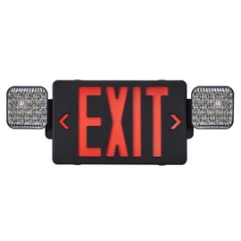 TANLUX Black Exit Sign with Emergency Lights, LED Emergency Exit Light with Battery Backup, UL Listed, AC 120/277V, Commercial Emergency Lights Combo for Business - 1 Pack