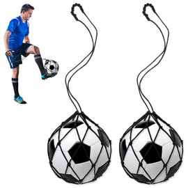 2PCS Football Kick Trainer Soccer Ball Net Kicker Soccer Return Trainer Net Fits Ball Size 3, 4, 5, Kick Throw Solo Practice Training Aid, Adjustable Waist Belt Soccer Ball Trainer Net