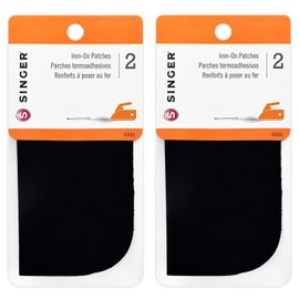Singer 5-inch-by-5-inch Iron-On Patches, Black, 2 per Package (2 Pack)