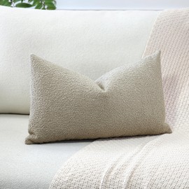 Artscope Pack of 1 Textured Boucle Cushion Covers Lumbar Pillow Cases Cozy Soft Decorative Couch Pillow Covers for Chair Sofa Bedroom Living Room Home Decor 30x50cm, Oatmeal
