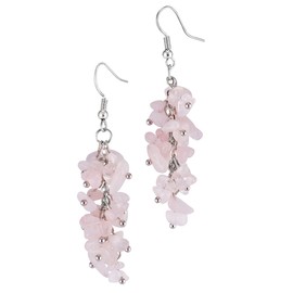 KYEYGWO Healing Crystal Earrings for Women, Stone Dangle Hook Earrings, Tumbled Stones Earrings, Quartz Gemstone Earrings, Stylish Scmuck for Women, Rose Quartz, Quartz
