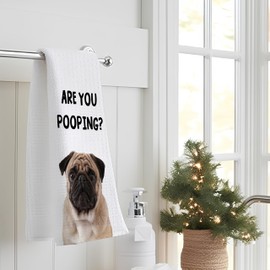 INDAJEDN Funny Pug Bathroom Towels, are You Pooping Towels, Pug Decor, Funny Bathroom Hand Towels, Funny Pug Bathroom Decor, Pug Gifts, 16x24 Inches