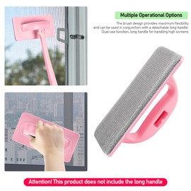 MingQiEven 1 Pack Window Screen Cleaning Brush - 2-in-1 Detachable Deep Clean Tool, Wet/Dry Reusable for Windows, Screens, Sofa, Carpet (Pink)
