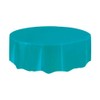 Round Teal Plastic Tablecloth, 84"