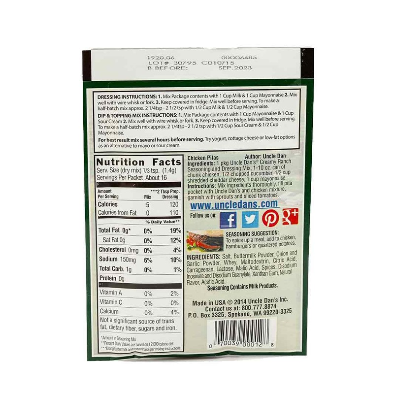 Uncle Dan’s, Creamy Ranch | Singles Packet – 0.75oz (Pack