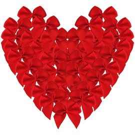 Micomon 50pcs 1.2-Inch Mini Bows for Crafts Red Satin Ribbon Bows for Gift Packing Sewing,Scrap-Booking(Red)