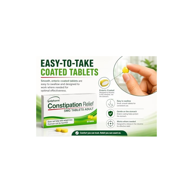 Constipation Relief 5mg Tablets Adult - (4 Packs of 20