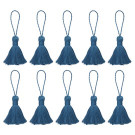 sourcing map Bookmark Tassels - 14Pcs 13.5cm/5.31" Soft Mini Tassel with Cord Loop for Keychain Bag Pendants Handmade DIY Crafts Accessory, Navy Blue